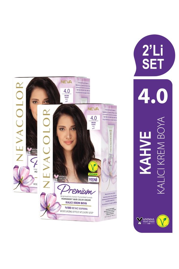 رنگ مو اورجینال برند Nevacolor premium مدل Premium 2'Lİ SET 40 KAHVE کد 818556417