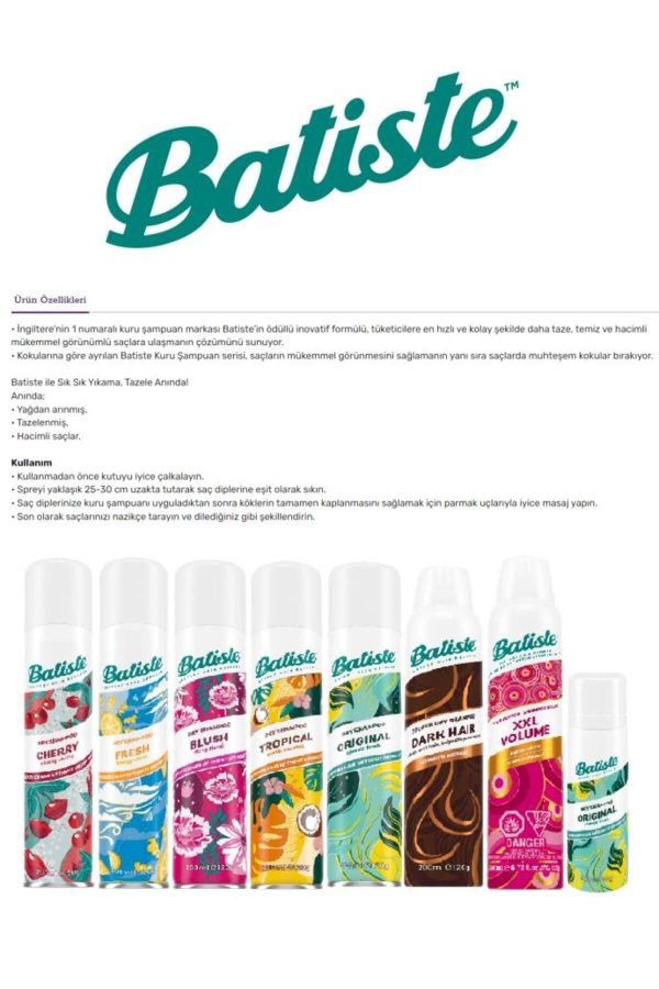 شامپو خشک اورجینال برند Batiste مدل Kuru Şampuan 200 ml کد 784173816 - Image 2