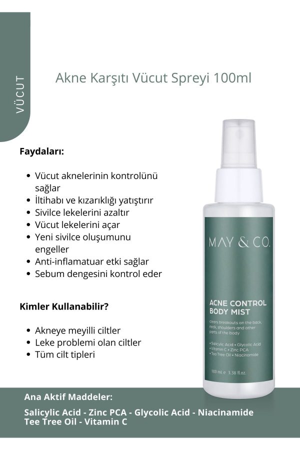 کرم جوان کننده اورجینال برند May co مدل Acne Body Mist 100ml کد 734055167 - Image 2