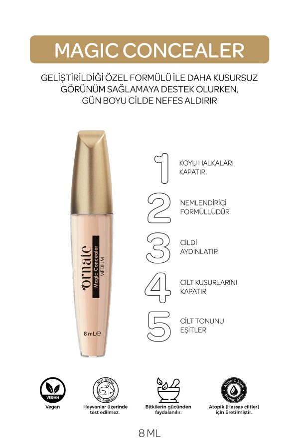 کانسیلر اورجینال برند Ornate مدل Magic Concealer Kapatıcı Krem کد 746293335 - Image 2
