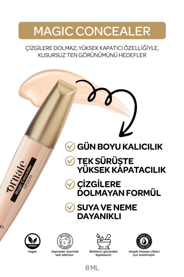 کانسیلر اورجینال برند Ornate مدل Magic Concealer Kapatıcı Krem کد 746293335 - Image 5
