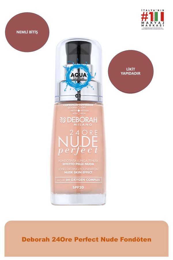 کرم فاندیشن اورجینال برند Deborah مدل 24Ore Perfect Nude Fondöten کد 37590012