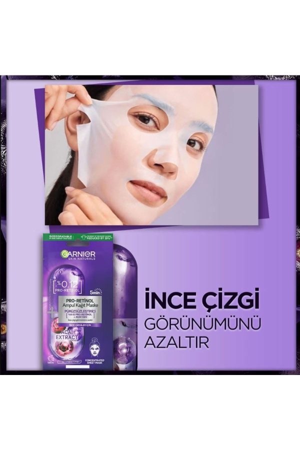 ماسک صورت اورجینال برند Garnier مدل Pürüzsüzleştirici Ampul Kağıt Yüz Maskesi کد 700632113 - Image 2