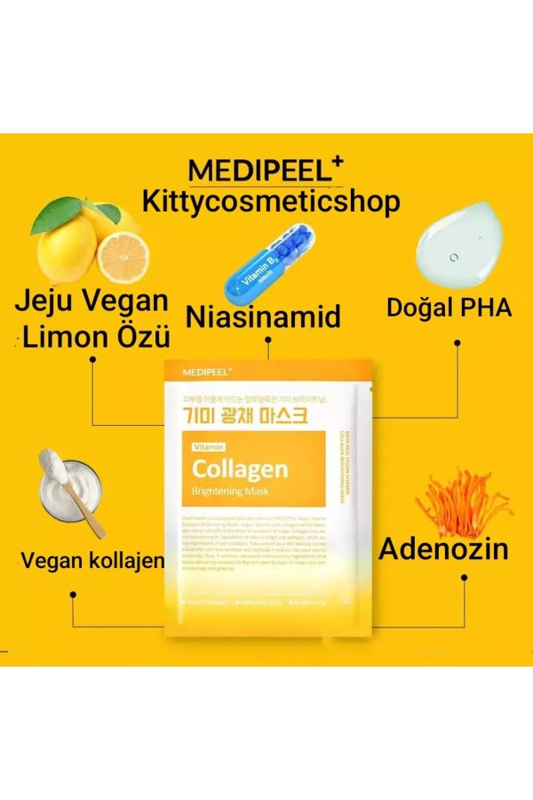 ماسک صورت اورجینال برند Medipeel مدل Vegan Vitamin Collagen Brightening Mask کد 862420358 - Image 3