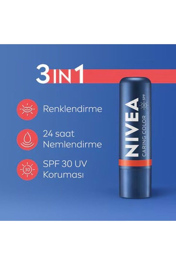 کرم لب اورجینال برند Nivea مدل Renkli Dudak Bakım Kremi SPF30 کد 853657684
