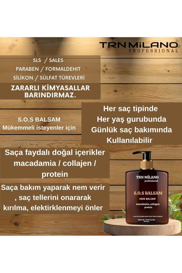 ماسک مو اورجینال برند Trn milano مدل Sos Balsam 500 ml کد 69383302 - Image 3
